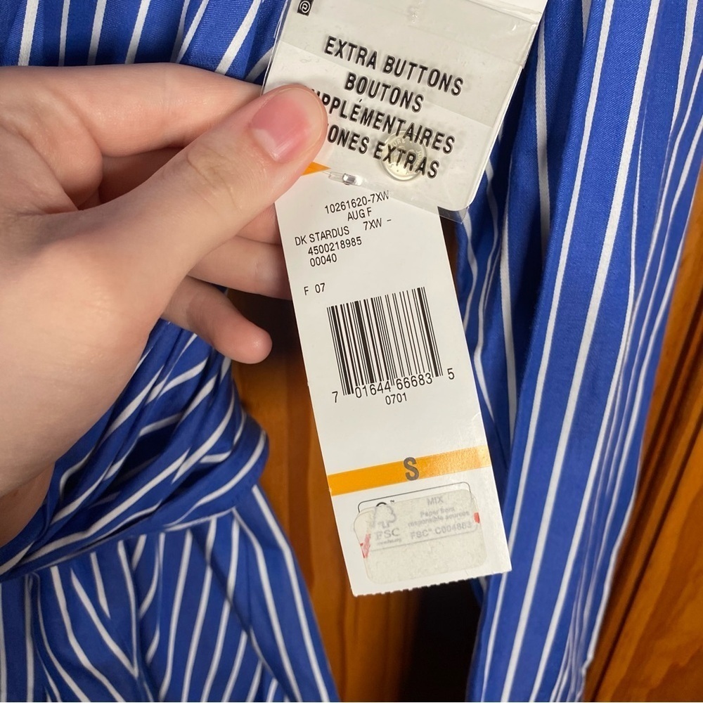 NWT Jones New York Signature Striped Ruffle Blouse with Cinching Waist Tie - Picture 5 of 8